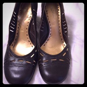 Leather brown wedges.  Great for office.