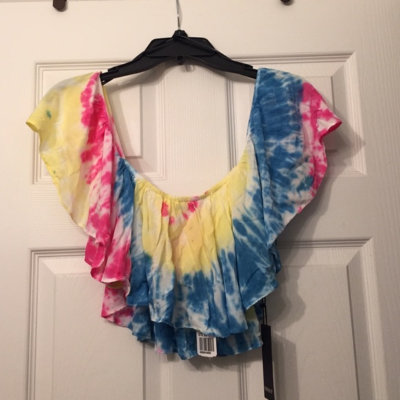 Tye dye crop flutter sleeve top - Picture 2 of 4