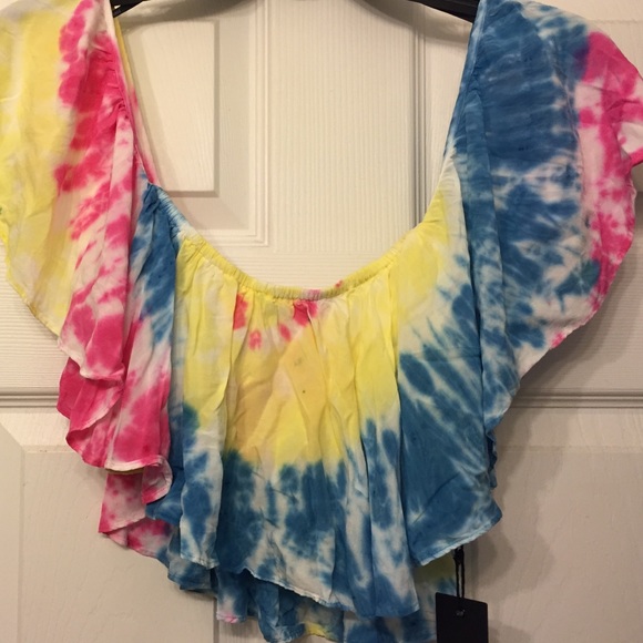 Tye dye crop flutter sleeve top - Picture 3 of 4