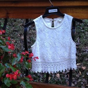 White lace crop top