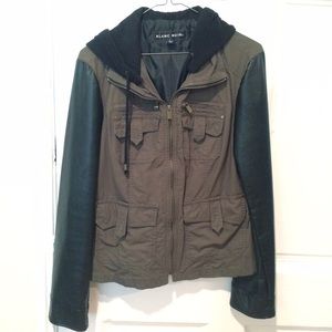 Army green leather jacket hoodie