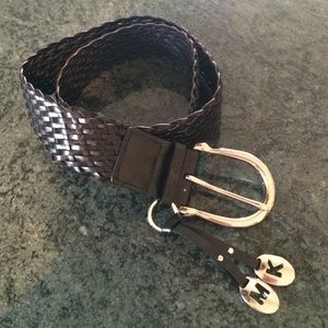 Michael Kors Braided Leather Belt, Black