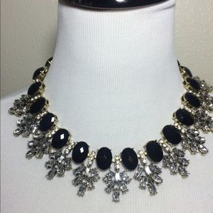 Gold Necklace with Black and Crystal Rhinestone