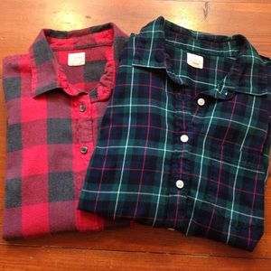 2 J.Crew plaid flannel "the perfect shirt"