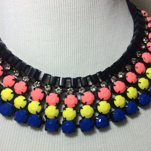 Multicolored Chain Rhinestone Necklace - Picture 2 of 3