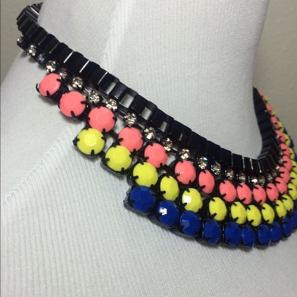 Multicolored Chain Rhinestone Necklace - Picture 3 of 3