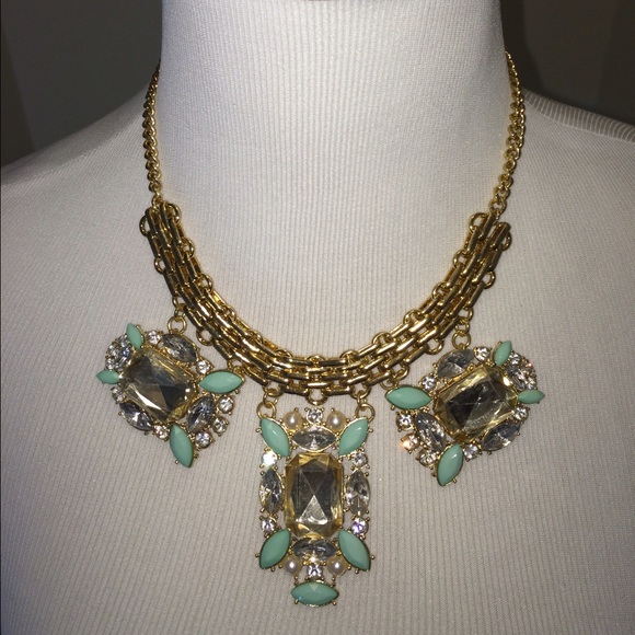Turquoise Pearl Rhinestone Necklace