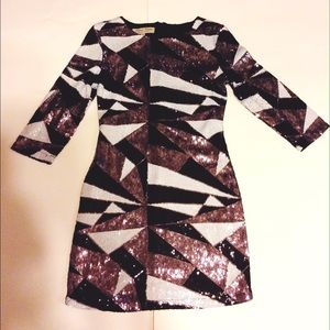Sequin geo print dress