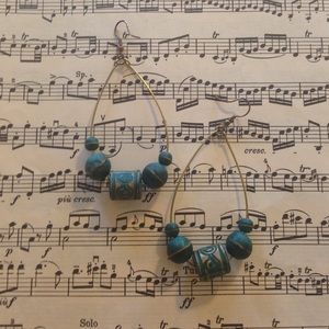 Closet closing sale! Green wood bead earrings