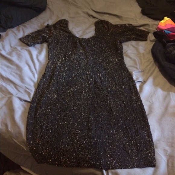 Gold sparkle mini bandage dress