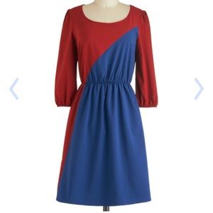 Closet closing sale! Blue & red 3/4 sleeve dress