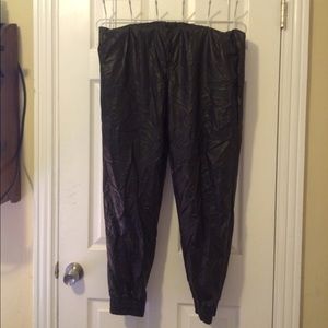 faux leather joggers