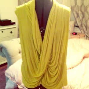Jennifer Lopez Drape Lime Green Top