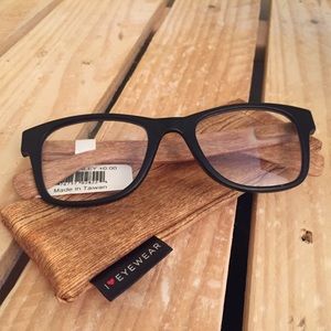 Plastic Wood & Black Frames/Glasses