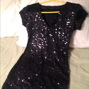 Black sequin mini dress