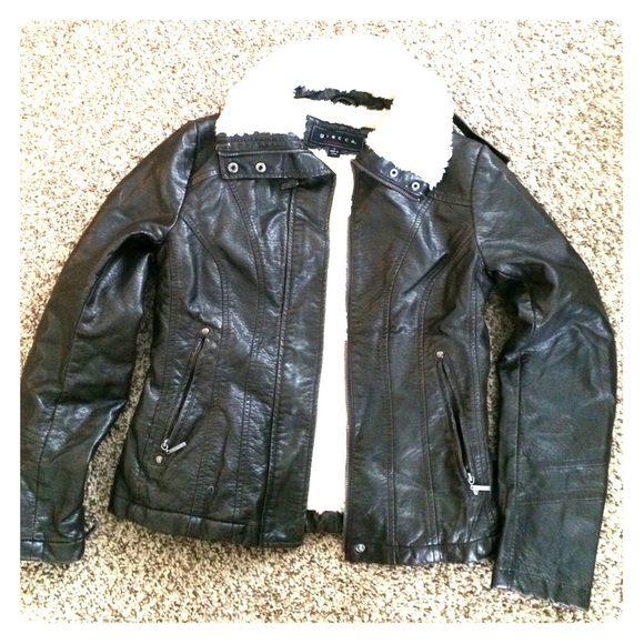 Faux fur leather jacket