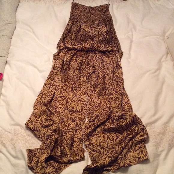 Strapless silk jumpsuit