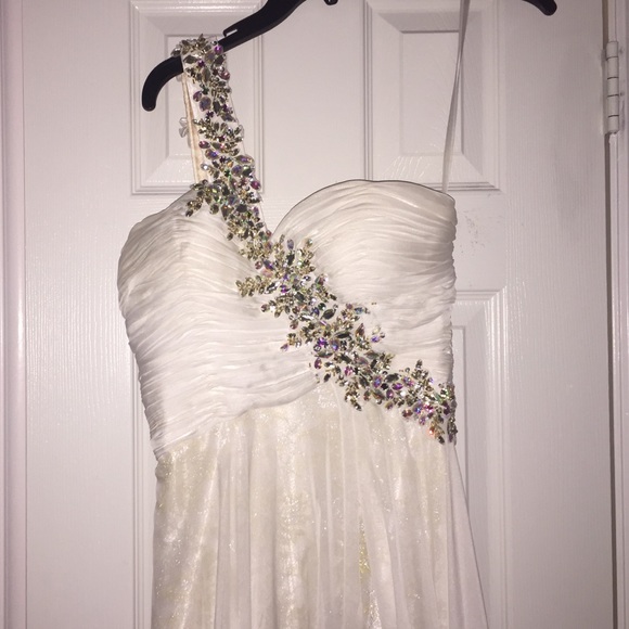 Small White/Gold prom dress one shoulder