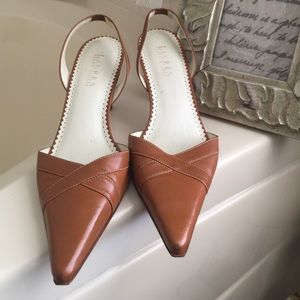 🎀RALPH LAUREN ALL LEATHER TAN SLINGBACKS SZ 9🎀