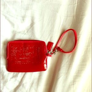Red Coach Poppy Wristlet