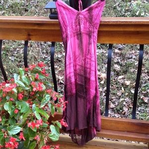 Pink and brown design dress