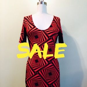 Red & Black Color Block BodyCon Dress