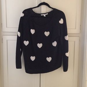 Black and white heart sweater.