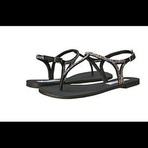 Faux leather summer sandals