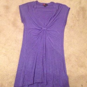 Purple shirt with gathering in front