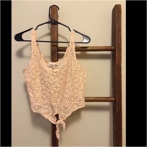 SOLD Peach lace crop top