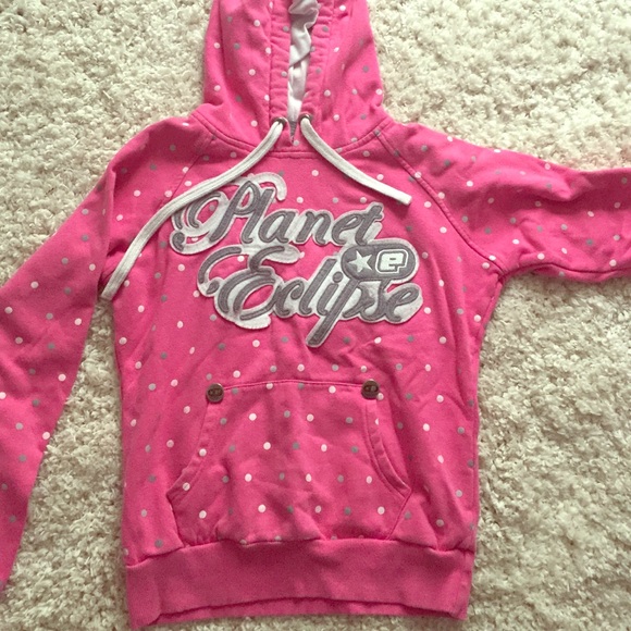 Planet eclipse pink polka dot hoodie - Picture 1 of 2