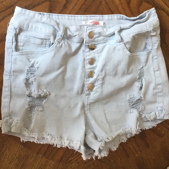 charlotte russe high waist light wash shorts.