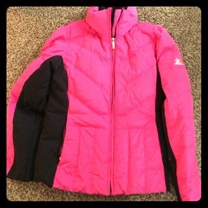 Pink and black winter coat