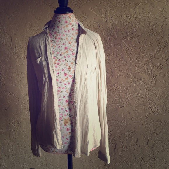 Urban Outfitters Casual Beige Cotton Button Up