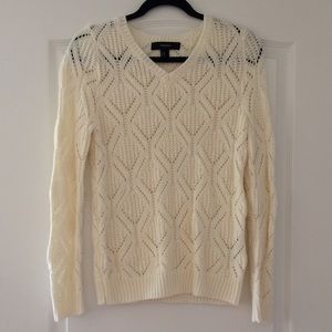 Forever 21 Creme Crochet Sweater Size M