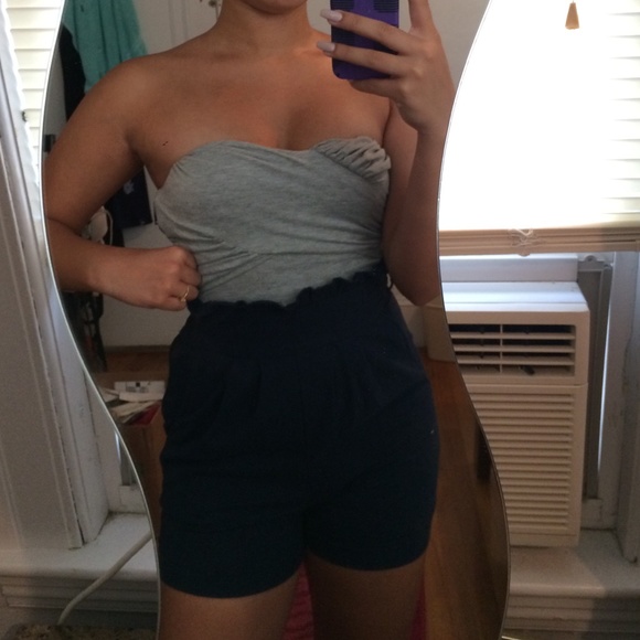 Strapless Pleated Romper