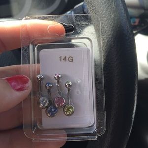 Set of 4 belly button rings