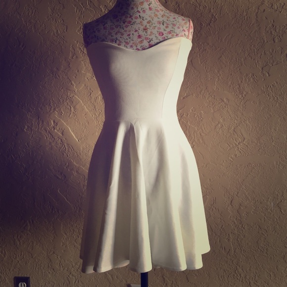 Brand New White Strapless Skater Dress