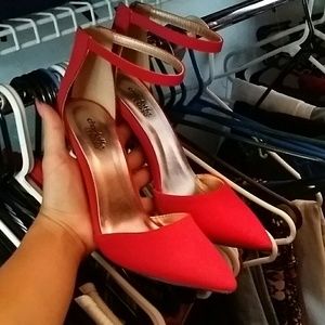 Red charlotte Russe pointy toe strap heel