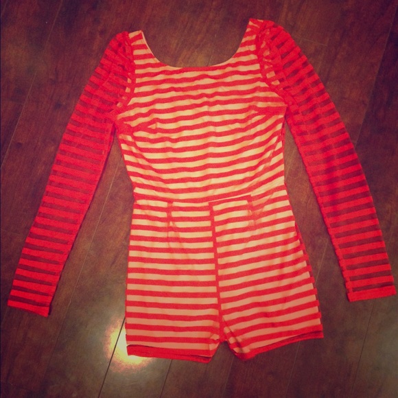 Ark & Co Flirty Striped Red Romper💋!