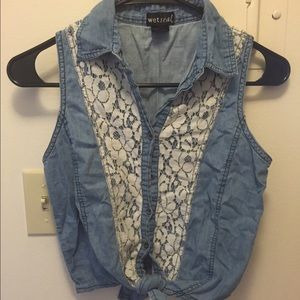 Wet Seal denim and lace crop