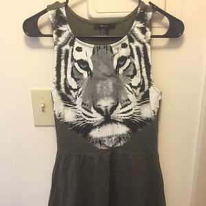 Tiger face fit and flare dress