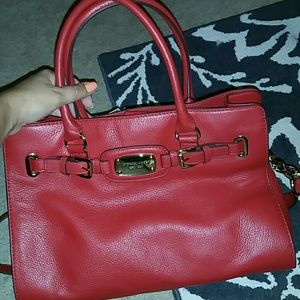 MK RED "HAMILTON" LG TOTE