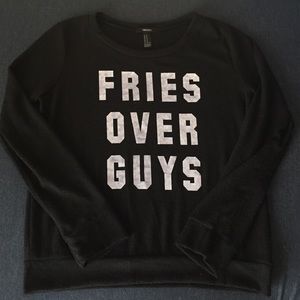 fries over guys sweater
