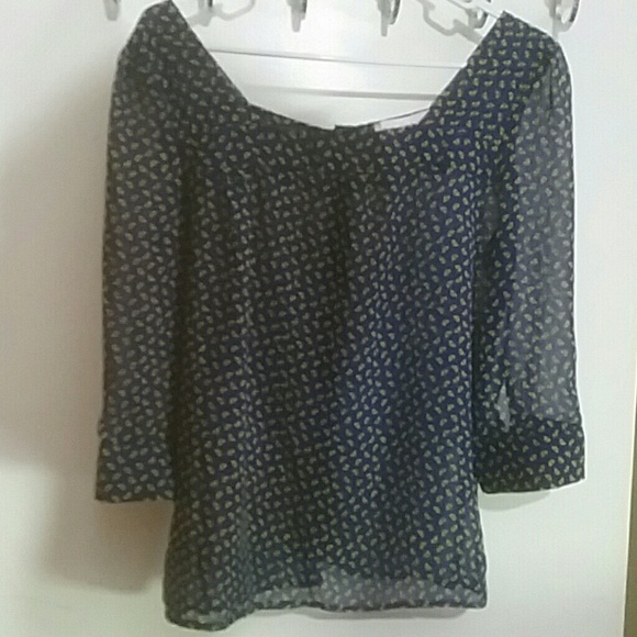 Love Notes Navy blue with yellow flowers top