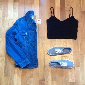 || medium wash denim jacket