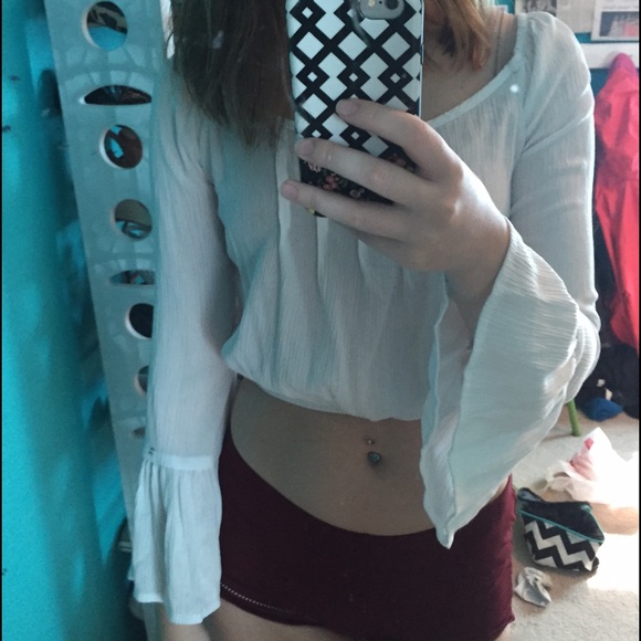 White boho peasant crop top