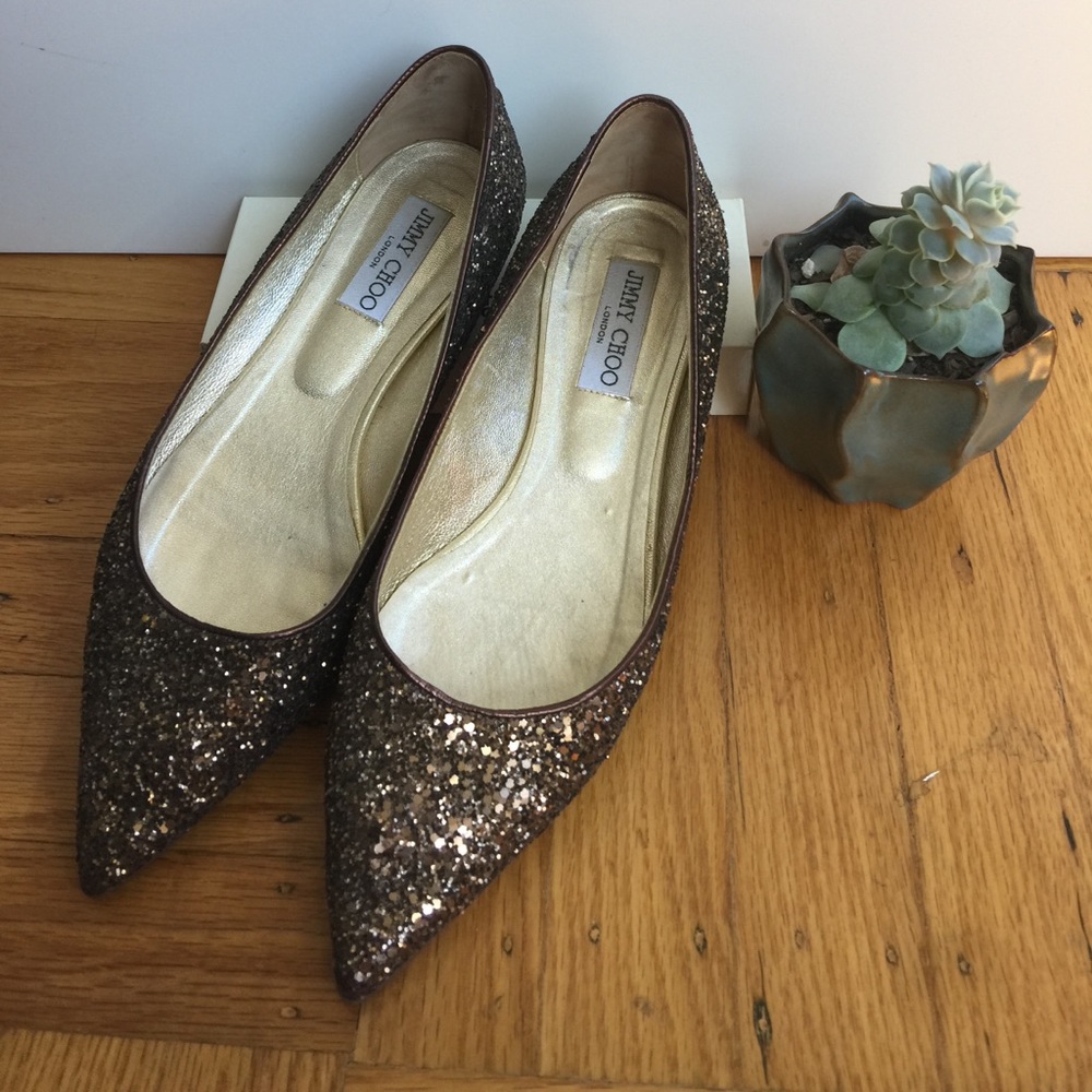 JIMMY CHOO GLITTER FLATS SIZE 39