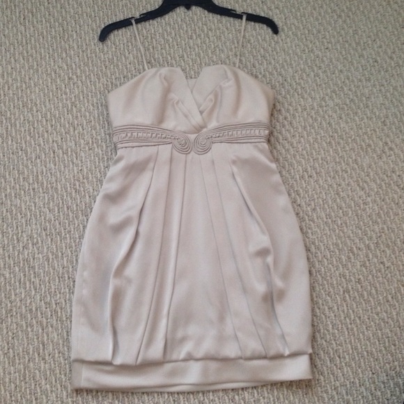 Strapless cocktail cream dress