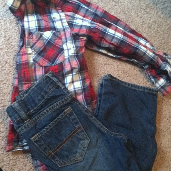 Jeans and longsleve button up, bundle